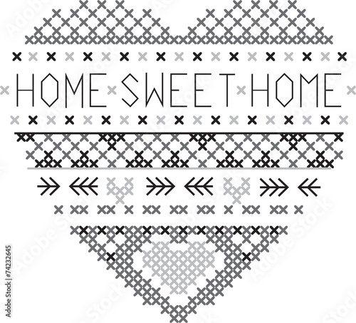 heart home sweet home fair isle pattern vector