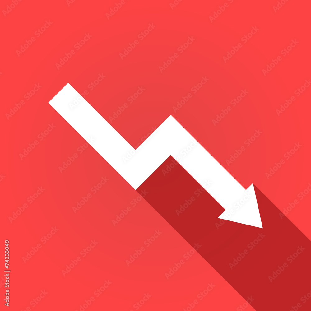 Long shadow icon with a graph Long shadow icon with a graph