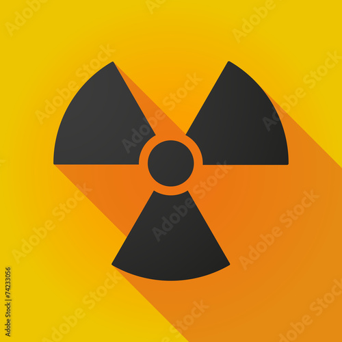 Long shadow icon with a radioactivity sign