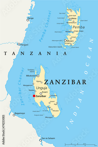 Zanzibar Political Map photo