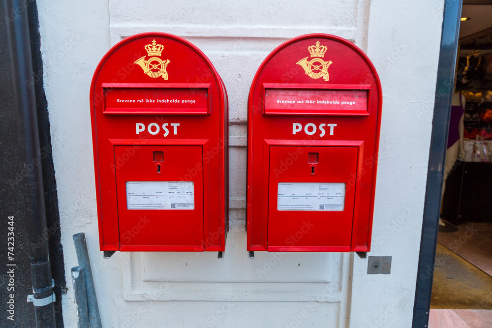 Mail boxes on wall in Copenhagen, Denmark Mail boxes on wall in Copenhagen, Denmark
