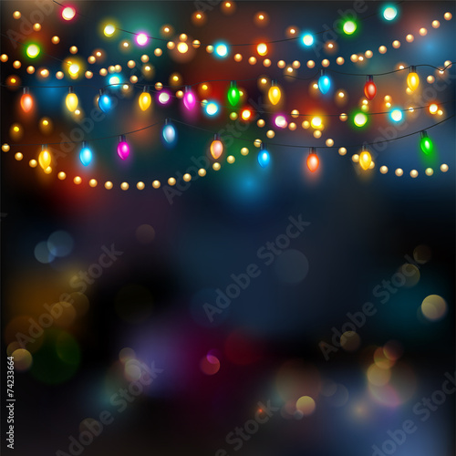 Christmas lights background. Vector