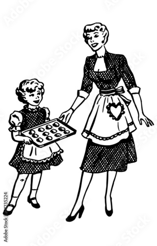 Mother And Daughter Baking