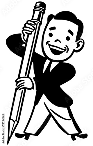 Man Holding Big Pencil