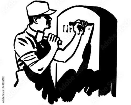 Man Engraving Tombstone