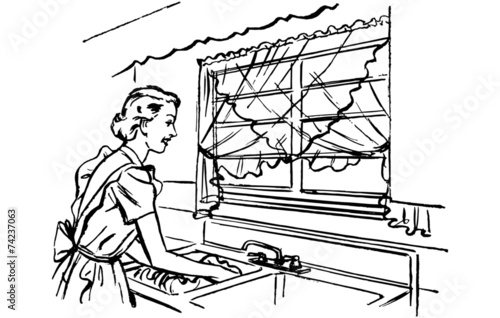 Lady Washing Dishes