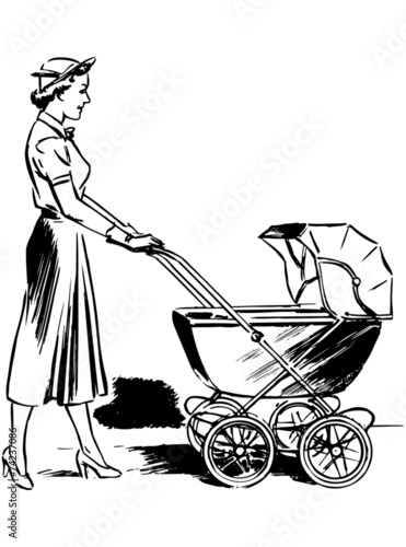 Lady Pushing Pram