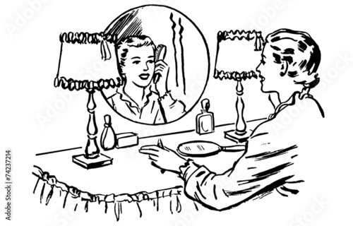 Lady Brushing Hair