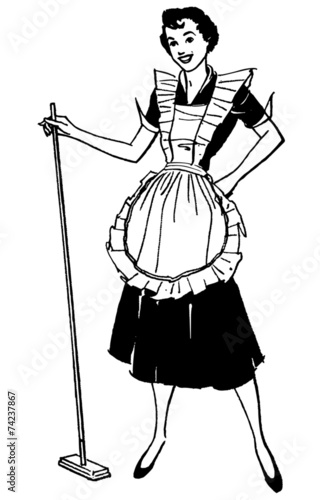 Housewife With Broom