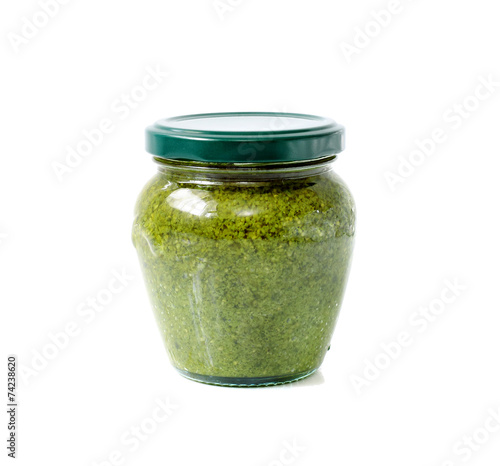 pesto sauce inside vaccum jar