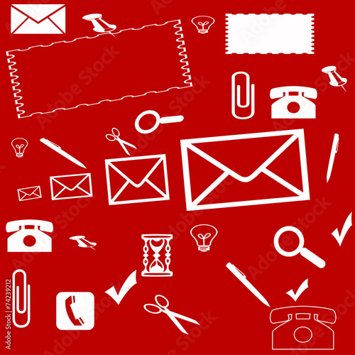 Red background with different things