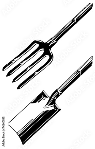 Fork And Square Shovel