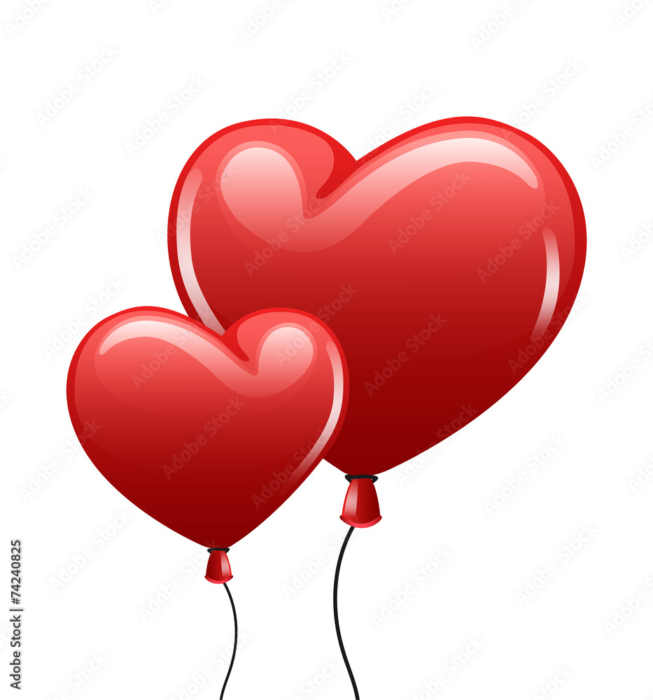 Red balloon heart on white