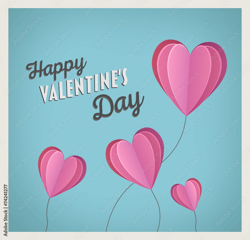 Happy valentines day vector with heart balloons