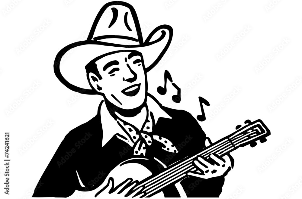 Naklejka premium Cowboy Playing Guitar