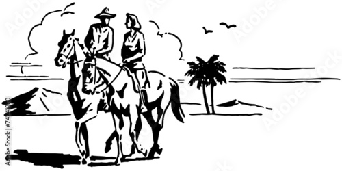 Couple On Horseback