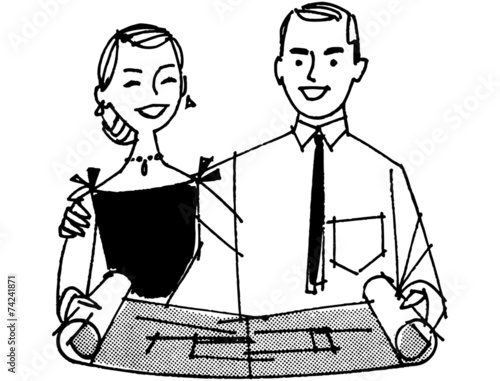 Couple Looking At Blueprint