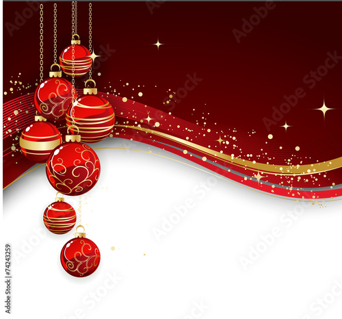 Merry Christmas  card with red bauble