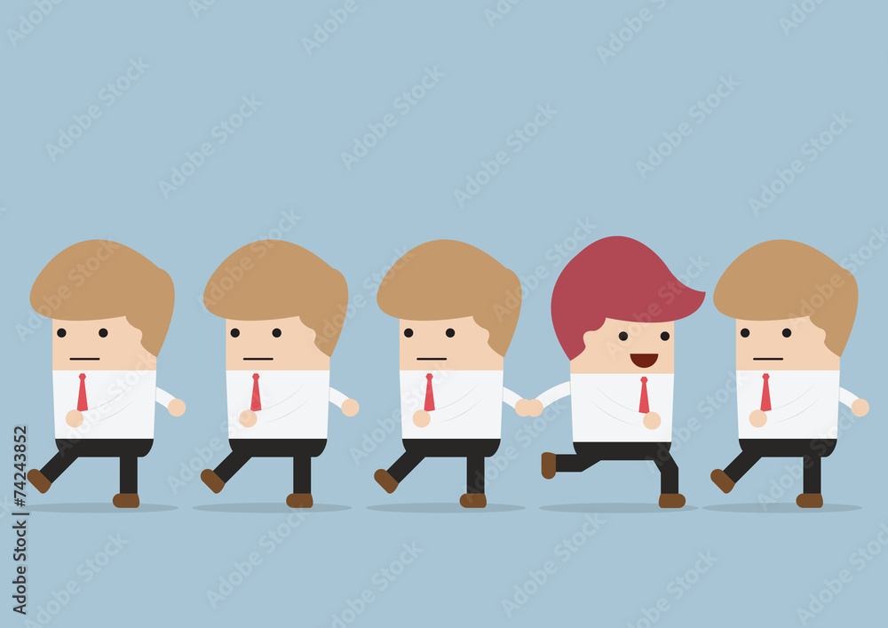 Businessman  go to different way of his team, Individuality conc