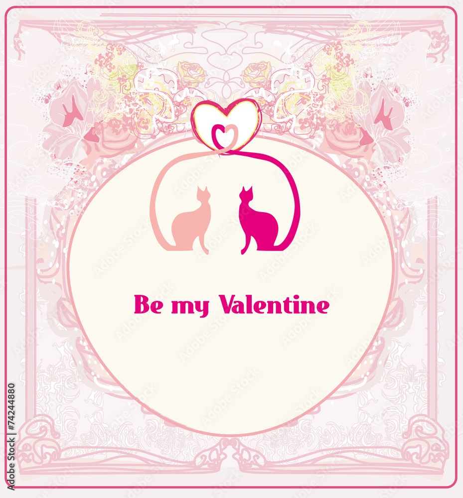 Valentine card with cats in love Valentine card with cats in love