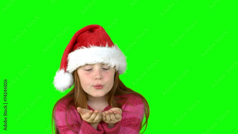 Festive girl blowing in slow motion Festive girl blowing in slow motion