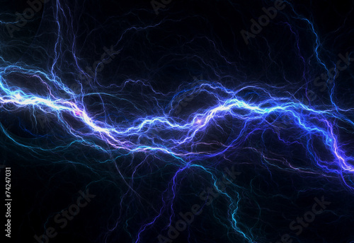 Blue electric lighting, abstract electrical background photo