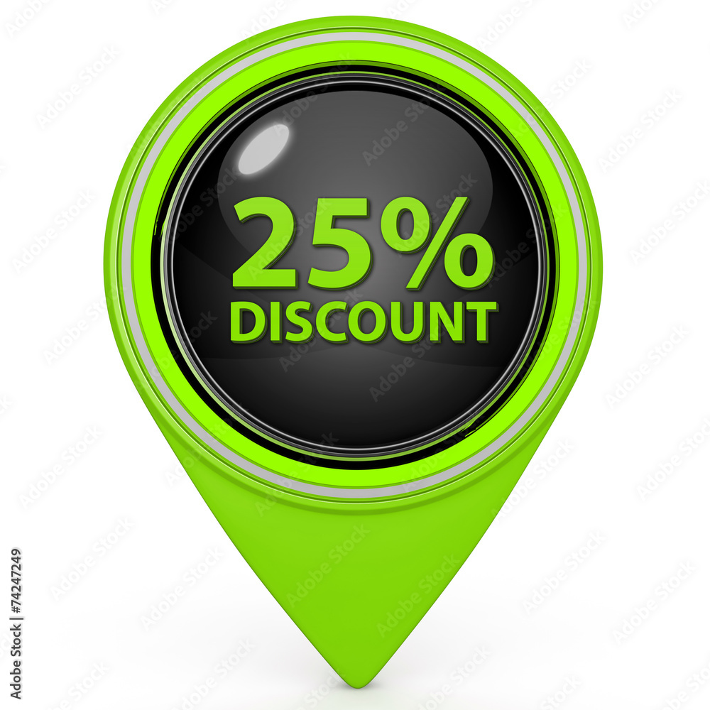 Discount 25 pointer icon on white background Discount 25 pointer icon on white background