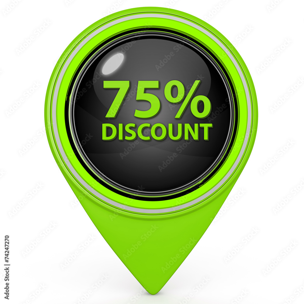 Discount 75 pointer icon on white background Discount 75 pointer icon on white background