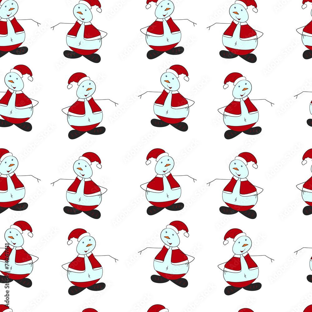 Seamless pattern of Christmas painted snowman on a white Seamless pattern of Christmas painted snowman on a white