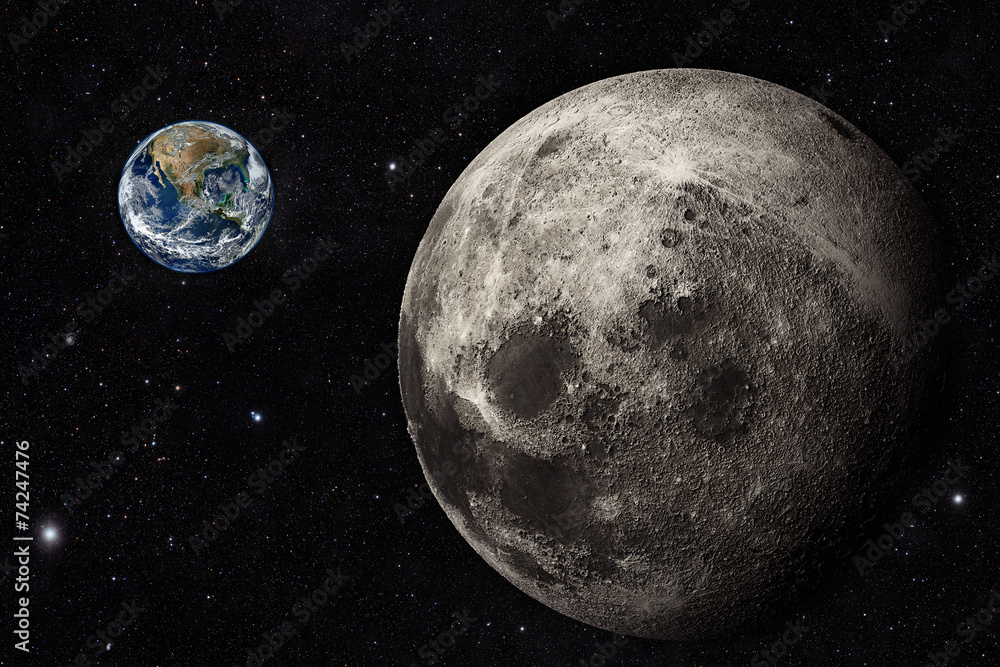 Obraz premium View from the moon orbit with planet earth