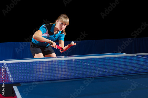 Girl table tennis player isolated © Boris Riaposov