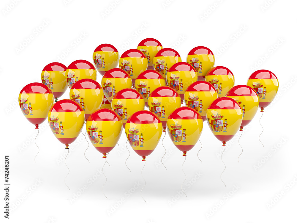 Balloons with flag of spain - obrazy, fototapety, plakaty 