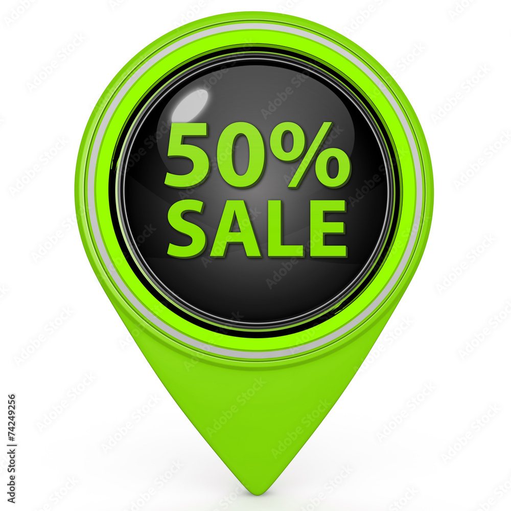 Sale fifty percent pointer icon on white background Sale fifty percent pointer icon on white background