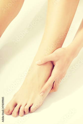 Fototapeta Naklejka Na Ścianę i Meble -  Woman's fresh clean feet with pedicure.