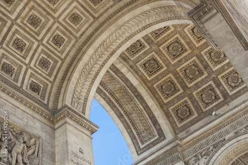 Close up details the Arc de Triomphe in Paris