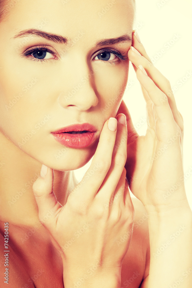 Portrait of beautiful caucasian woman with fresh clean skin. Portrait of beautiful caucasian woman with fresh clean skin.