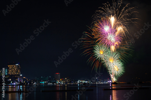firework mixed color of celebration night © Cozine