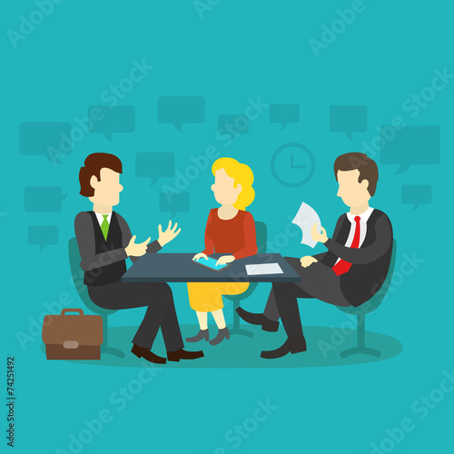 three people at the table interviewing