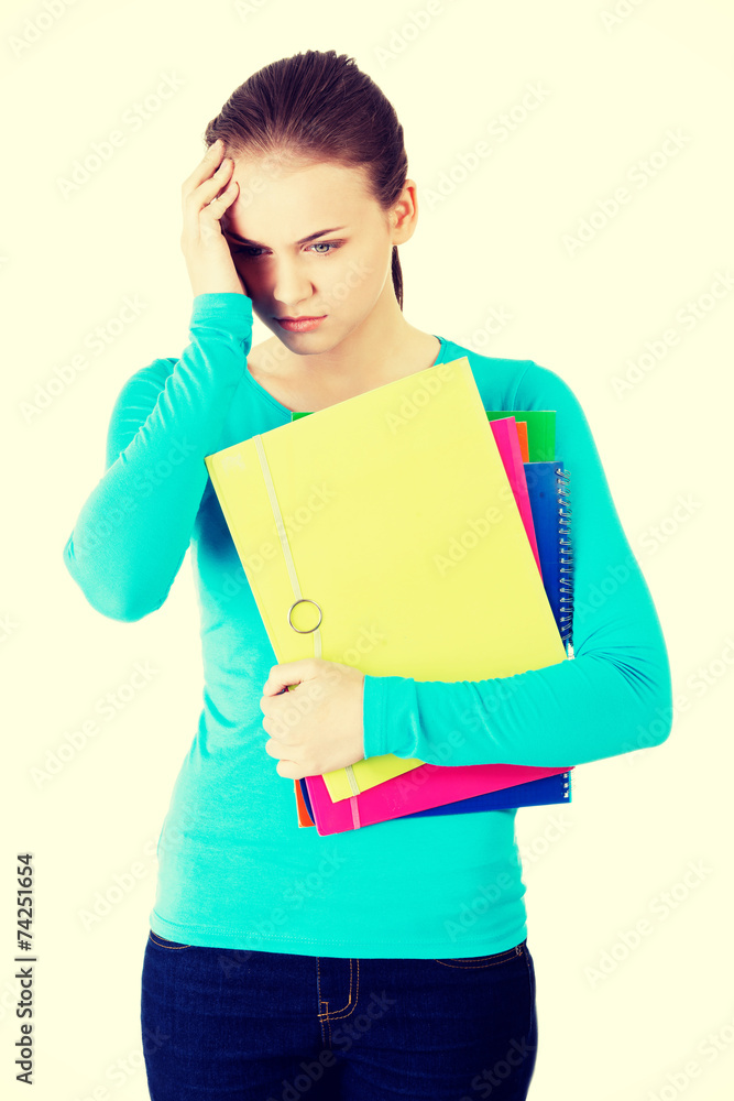 Young beautiful student woman with depression Young beautiful student woman with depression
