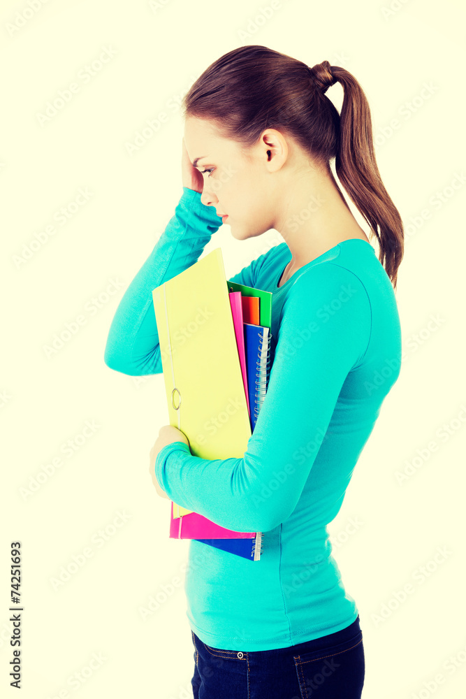 Young beautiful student woman with depression Young beautiful student woman with depression