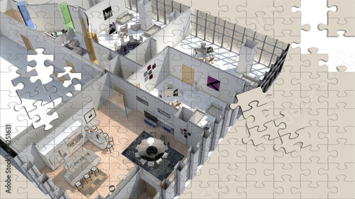 Cuadro en lienzo Arredo interno puzzle