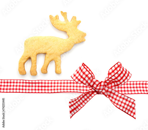 Weihnachtsplätzchen Hirsch mit Karoband