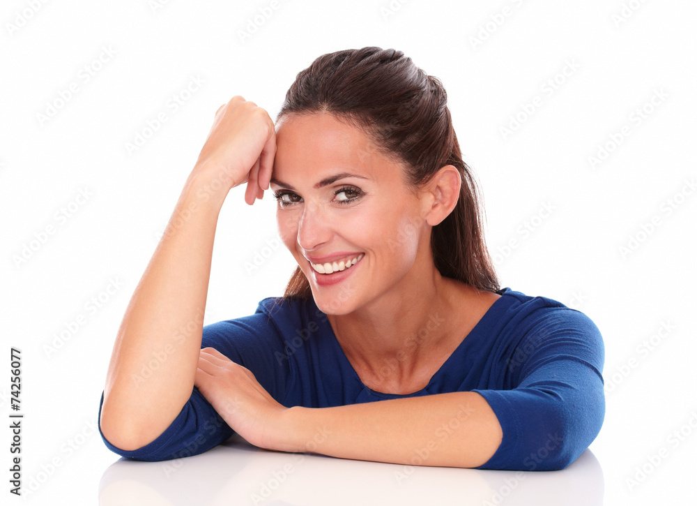 Attractive girl looking at you and smiling Attractive girl looking at you and smiling