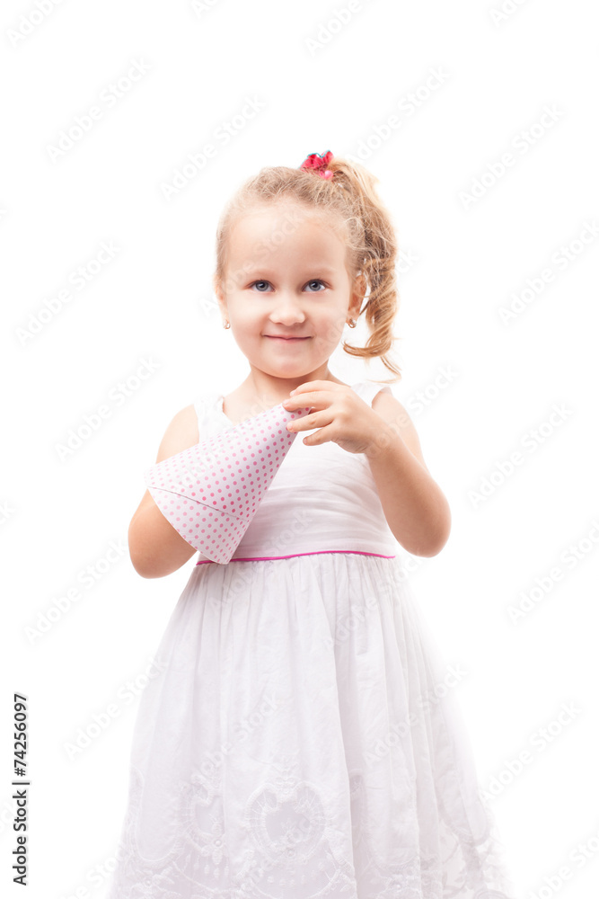 Cute little girl with party hat isolated Cute little girl with party hat isolated