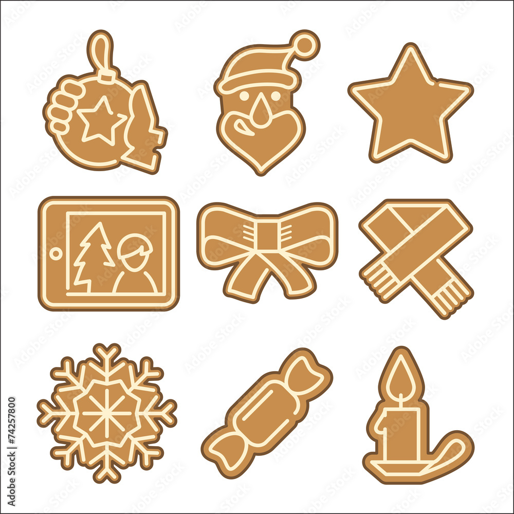 Christmas cookie vector icons set Christmas cookie vector icons set