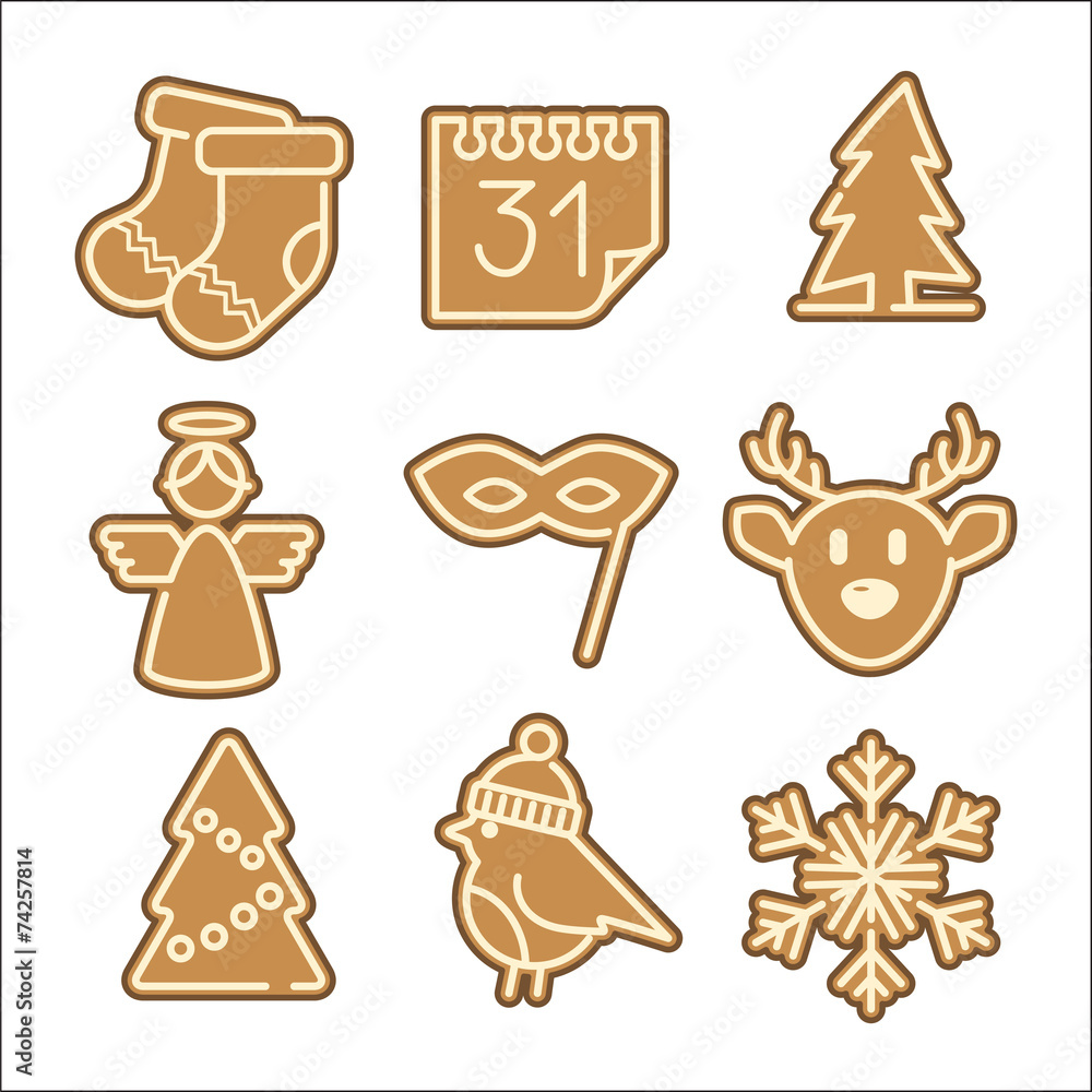 Christmas cookie vector icons set Christmas cookie vector icons set