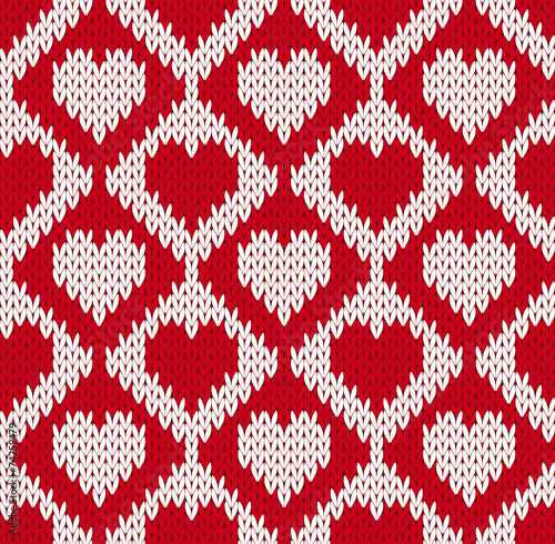 Seamless knitted pattern with hearts