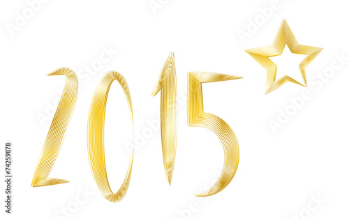 Neujahr 2015 - Goldene Jahreszahl mit Stern
