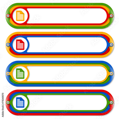 four colored frames for any text and document icon