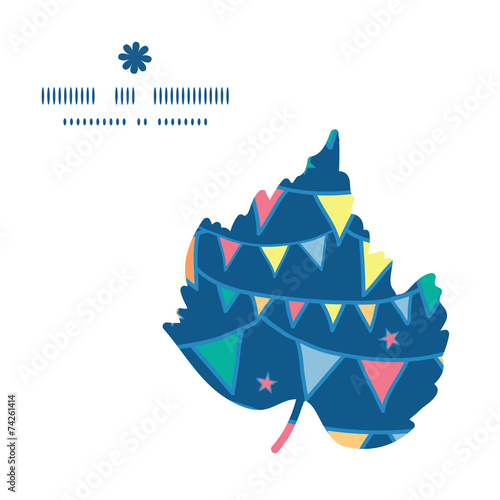 Vector colorful doodle bunting flags leaf silhouette pattern